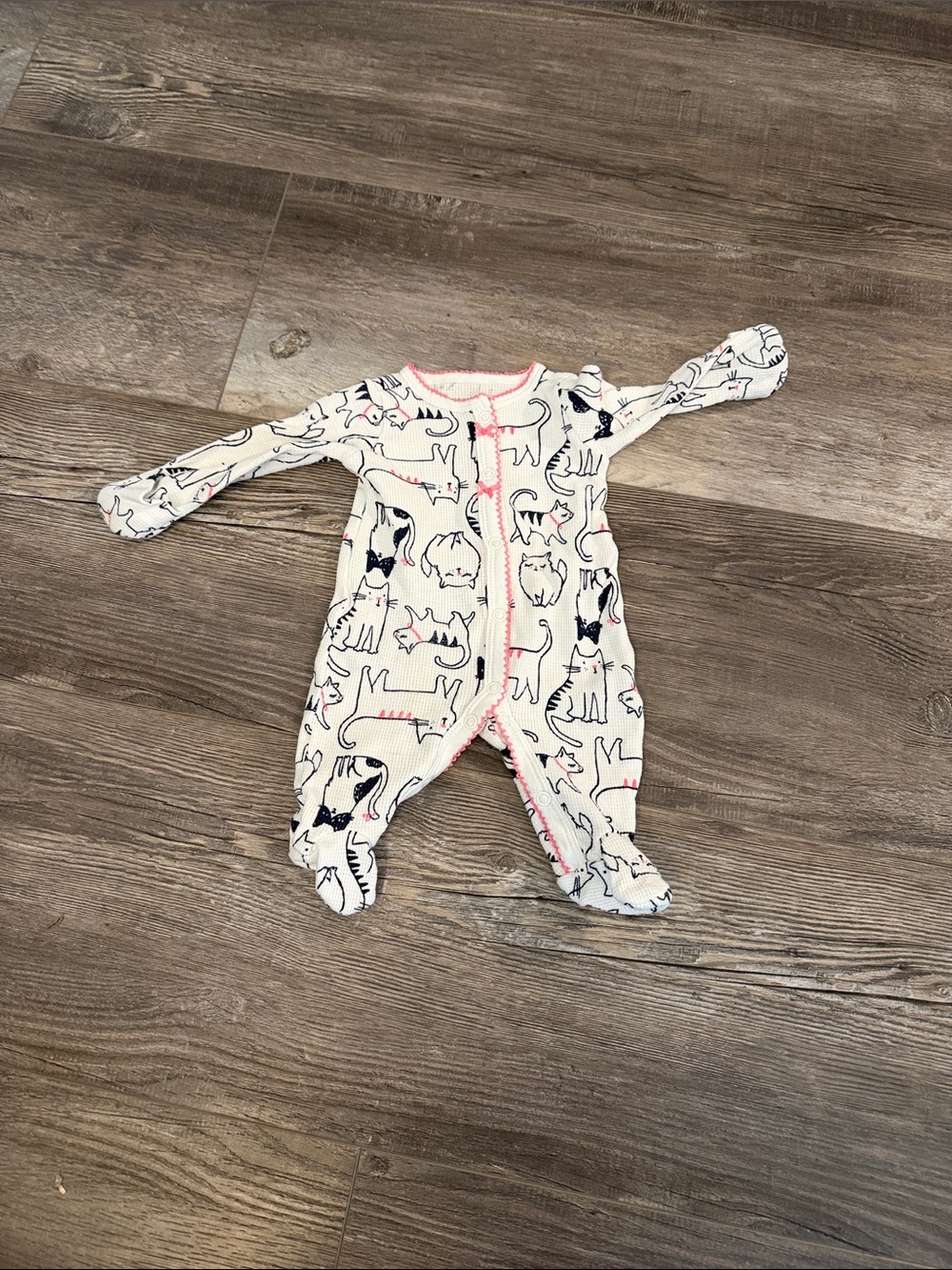 Carters Cream Baby One-Piece with Cat Print